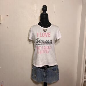 Y2K Make it rain “I love Jesus but I cuss a little” tshirt